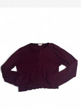 Classic Button-Front Cardigan in burgundy